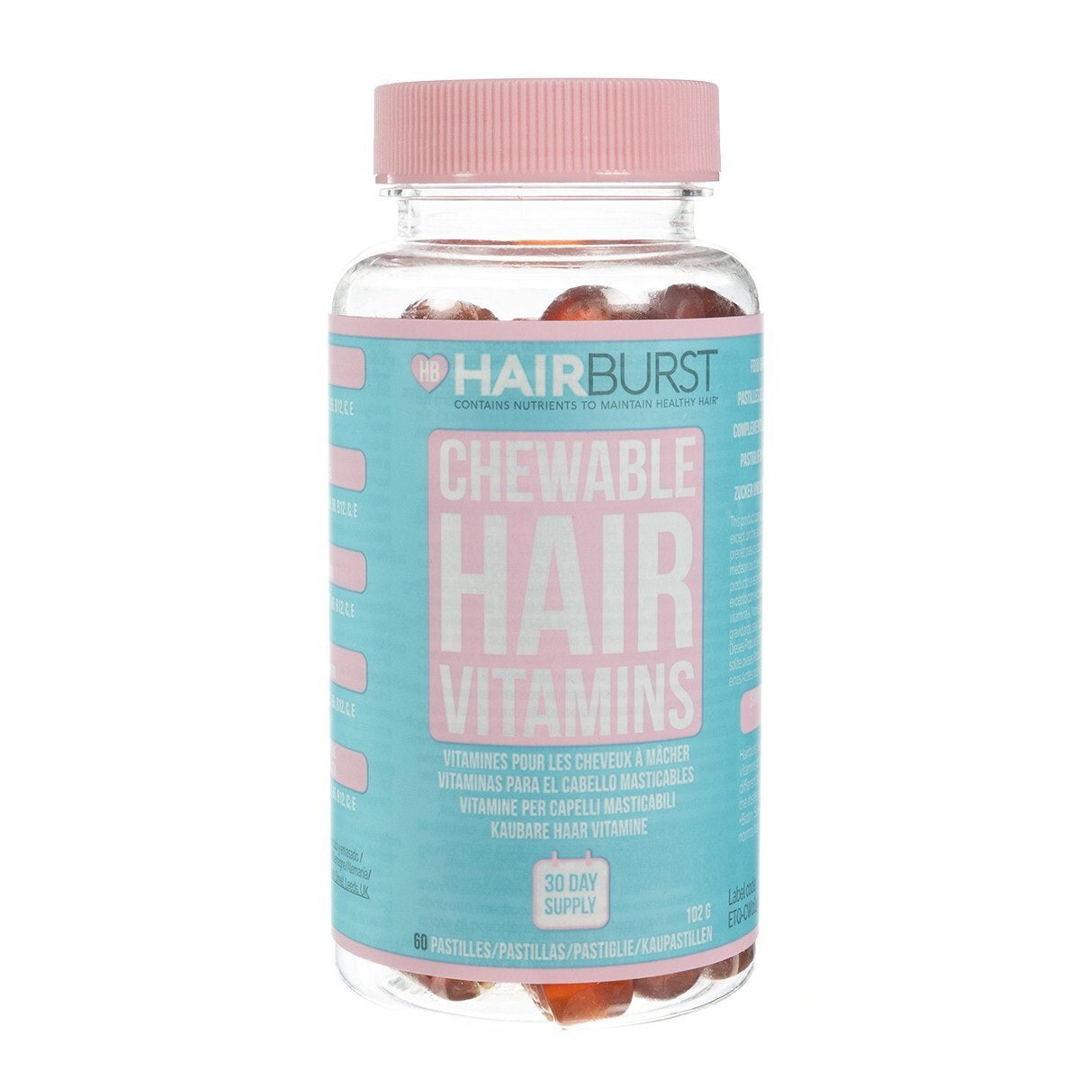 Hairburst, košļājamie biotīna vitamīni matu augšanai, veicina matu augšanu, 60 gab., 102 g