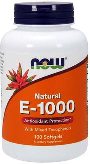 NOW Foods E vitamīns - 1000 – dabīgs (jaukti tokoferoli) – 100 kapsulas