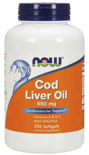 Produkto nuotrauka: NOW Foods Cod Liver Oil, 650mg - 250 minkštųjų kapsulių