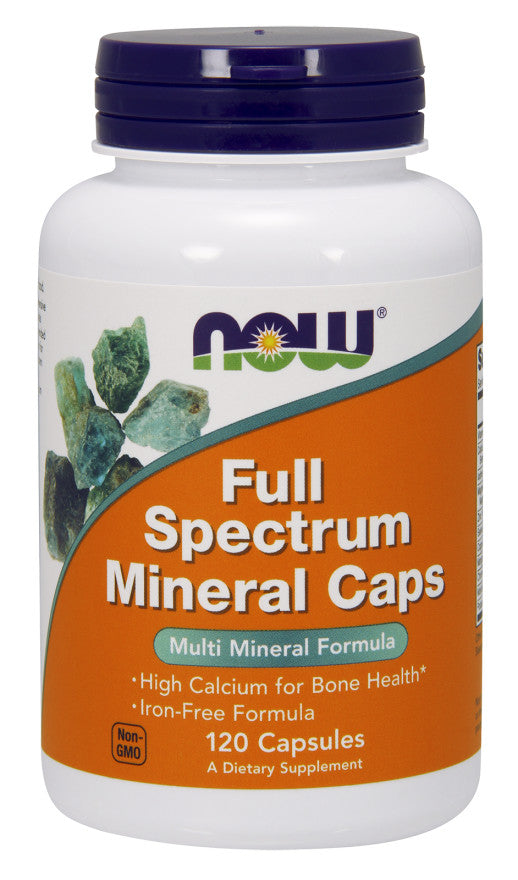 NOW Foods Full Spectrum Minerals, bez dzelzs – 120 kapsulas