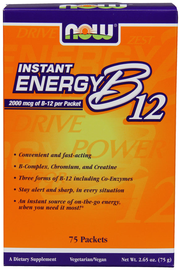 NOW Foods B-12 vitamīns, ātra enerģija – 75 paciņas