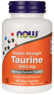 NOW Foods Taurīns, 1000 mg divkāršas iedarbības – 100 kapsulas