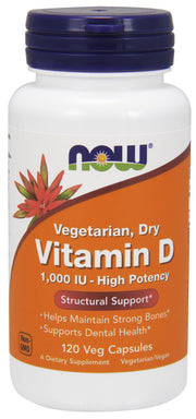 NOW Foods D vitamīns, 1000 SV, veģetārs – sauss – 120 kapsulas