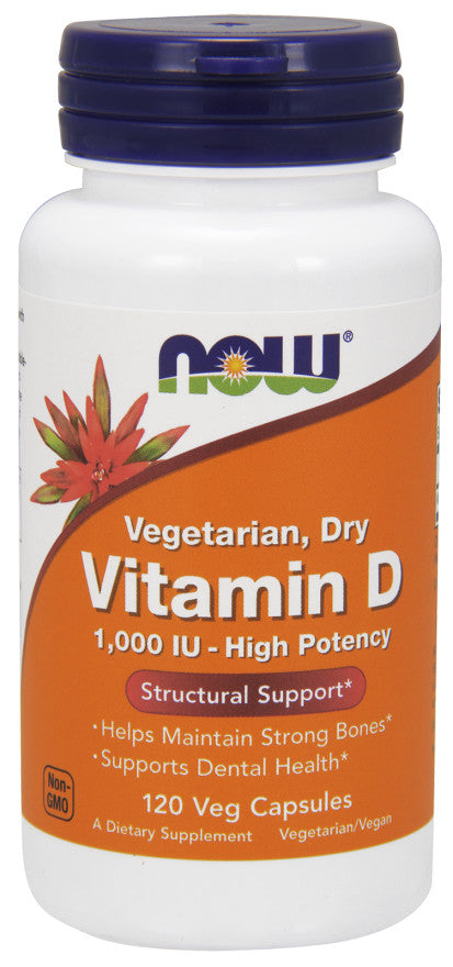 NOW Foods D vitamīns, 1000 SV, veģetārs – sauss – 120 kapsulas