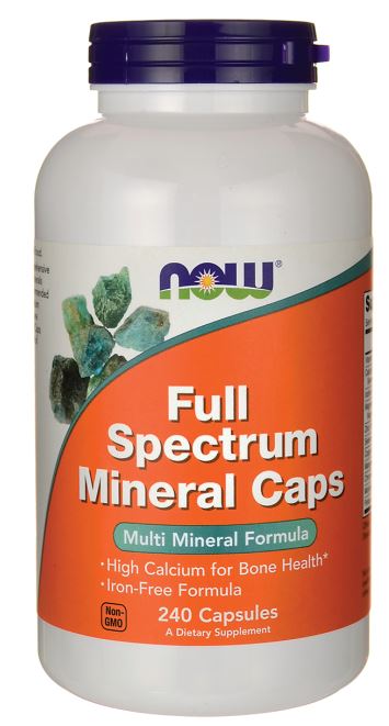 NOW Foods Full Spectrum Minerals bez dzelzs – 240 kapsulas
