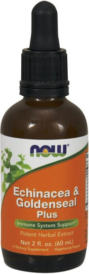 NOW Foods ehinācijas un zeltasaknes ziedputekšņu maisījums Goldenseal Plus – 60 ml.