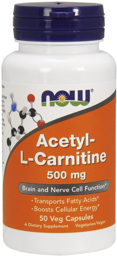 NOW Foods Acetil-L-karnitīns, 500 mg – 50 kapsulas