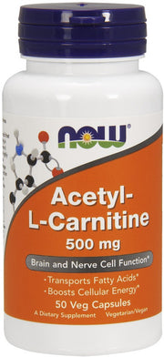 Produkto nuotrauka: NOW Foods Acetyl-L-Carnitine, 500mg - 50 kapsulių