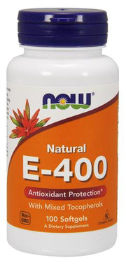NOW Foods E vitamīns - 400 - dabīgais (jaukti tokoferoli) - 100 kapsulas