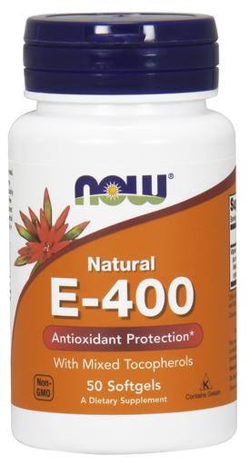 Produkto nuotrauka: NOW Foods Vitamin E-400 - natūralus (Mixed Tocopherols) - 50 minkštųjų kapsulių