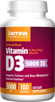 Jarrow Formulas D3 vitamīns, 5000 IU – 100 gēla kapsulas