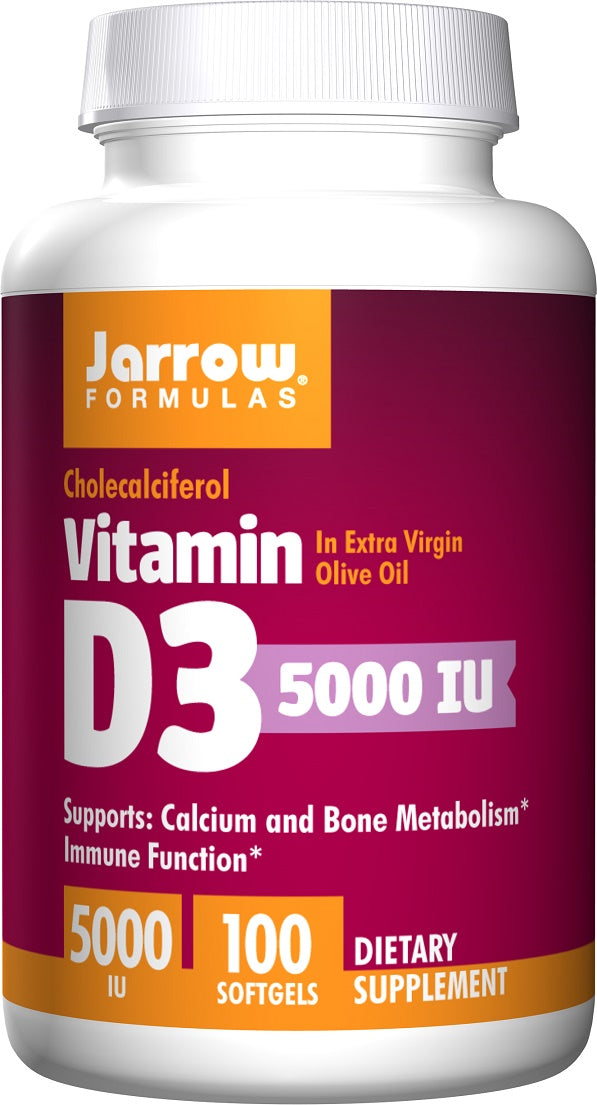 Jarrow Formulas D3 vitamīns, 5000 IU – 100 gēla kapsulas