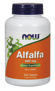 NOW Foods Lucernas, 650 mg – 250 tabletes