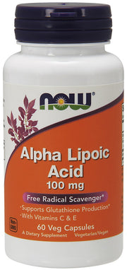 NOW Foods alfa liposkābe ar C un E vitamīnu, 100 mg – 60 kapsulas