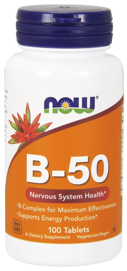 NOW Foods B-50 vitamīns – 100 tabletes