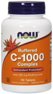 NOW Foods C vitamīna-1000 komplekss – buferizēts ar 250 mg bioflavonoīdiem – 90 tabletes