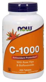 NOW Foods C vitamīns - 1000 ar mežrozītēm un bioflavonoīdiem – 250 tabletes