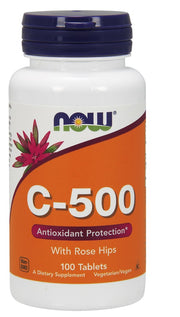 NOW Foods C vitamīns - 500 ar mežrozītēm - 100 tabletes
