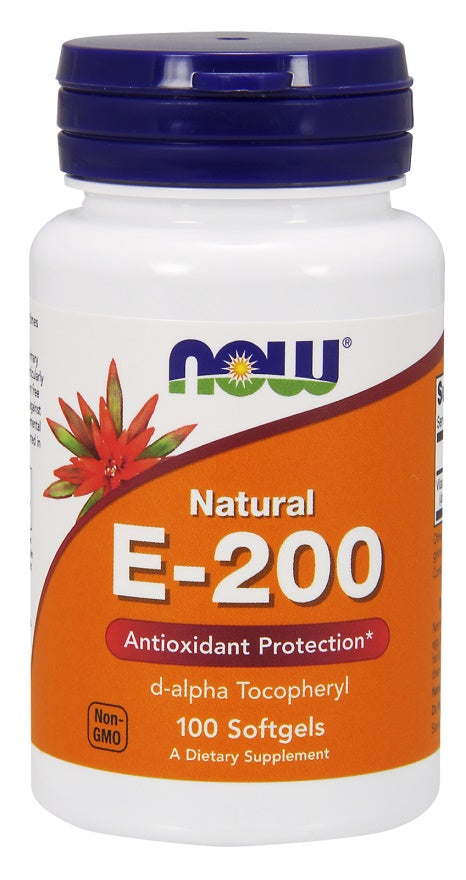 NOW Foods E vitamīns - 200, dabīgs – 100 kapsulas