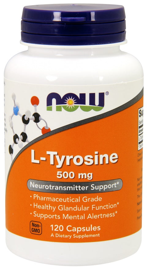 Produkto nuotrauka: NOW Foods L-Tyrosine, 500mg - 120 kapsulių