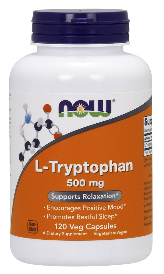 NOW Foods L-triptofāns, 500 mg – 120 kapsulas