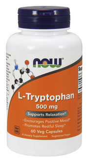NOW Foods L-triptofāns, 500 mg – 60 kapsulas