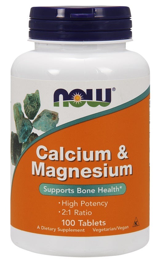 NOW Foods kalcijs un magnijs — 100 tabletes