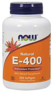 NOW Foods E vitamīns - 400 - dabīgs (jaukti tokoferoli) - 250 kapsulas