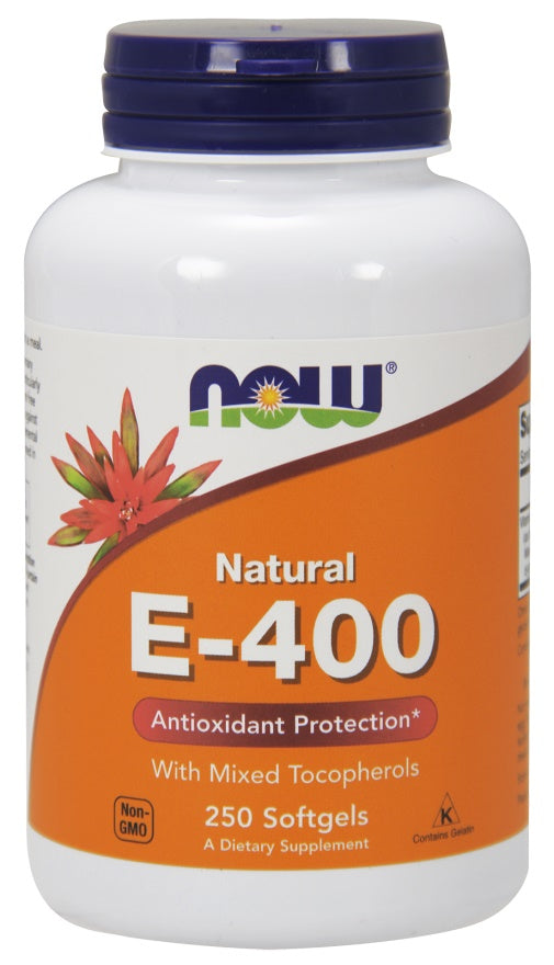 NOW Foods E vitamīns - 400 - dabīgs (jaukti tokoferoli) - 250 kapsulas