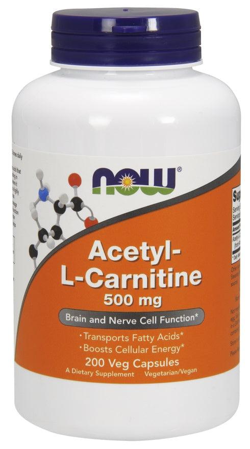 Produkto nuotrauka: NOW Foods Acetyl-L-Carnitine, 500mg - 200 kapsulių