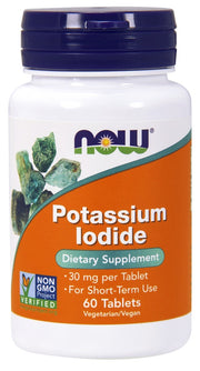NOW Foods kālija jodīds, 30 mg – 60 tabletes