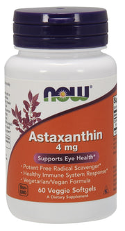 NOW Foods astaksantīns, 4 mg – 60 veģetārās kapsulas