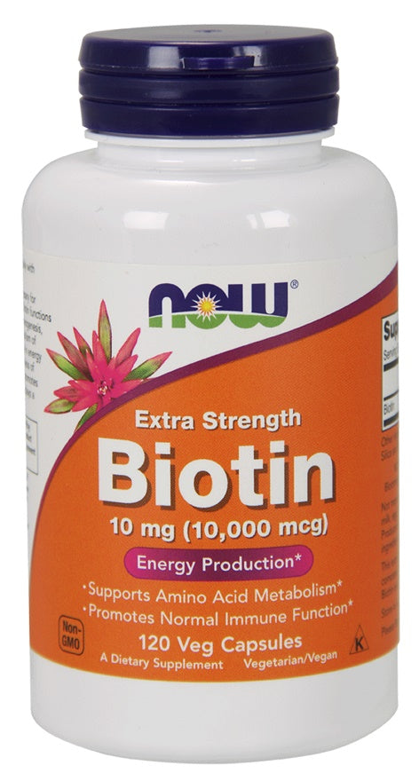 NOW Foods biotīns, 10 mg īpaši spēcīgs – 120 kapsulas