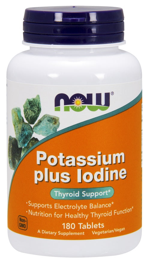 NOW Foods Kālijs un Jods – 180 tabletes