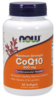 NOW Foods koferments Q10 ar lecitīnu un E vitamīnu, 600 mg – 60 kapsulas