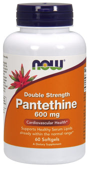 NOW Foods pantetīns, 600 mg, divkāršs stiprums – 60 kapsulas
