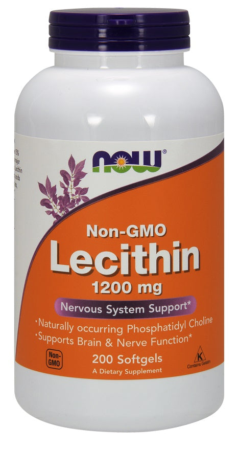 NOW Foods lecitīns, 1200 mg bez ĢMO – 200 kapsulas