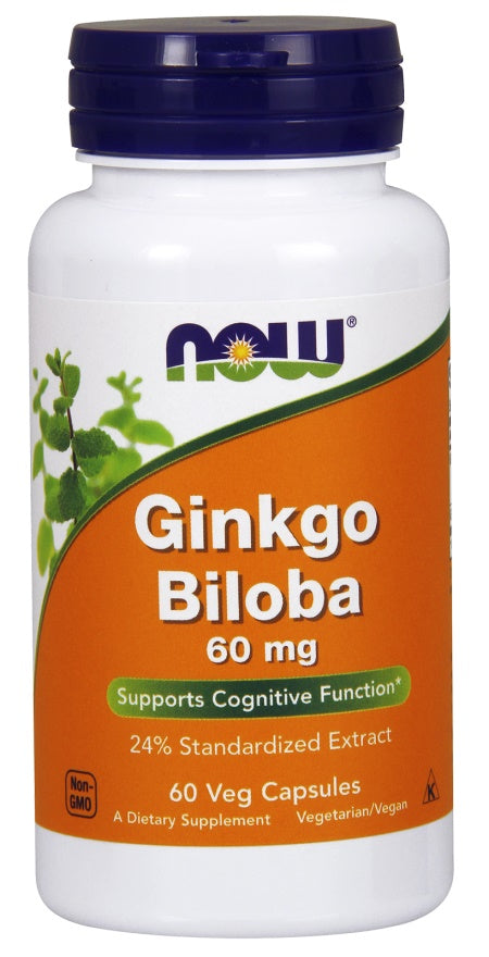 NOW Foods Ginkmedis (Ginkgo Biloba), 60 mg – 60 kapsulių
