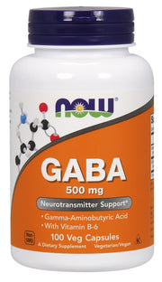Produkto nuotrauka: NOW Foods GABA with Vitamin B6, 500mg - 100 kapsulių