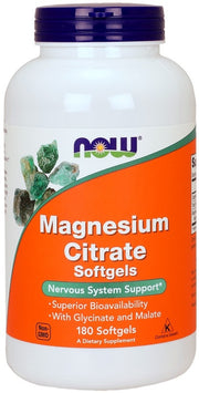 NOW Foods magnija citrāta kapsulas – 180 kapsulas