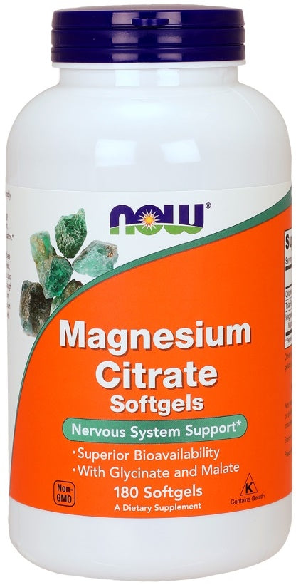 NOW Foods magnija citrāta kapsulas – 180 kapsulas