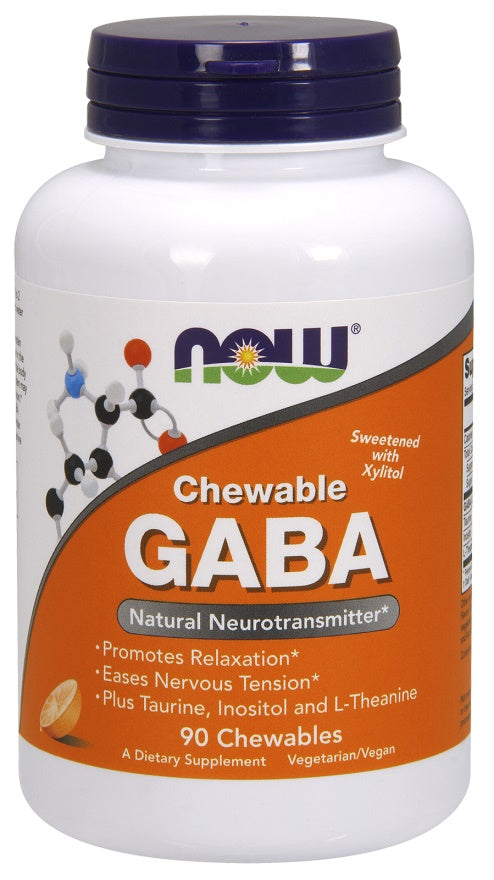 NOW Foods GABA košļājamās tabletes ar taurīnu, inozītu un L-teanīnu – 90 košļājamās tabletes