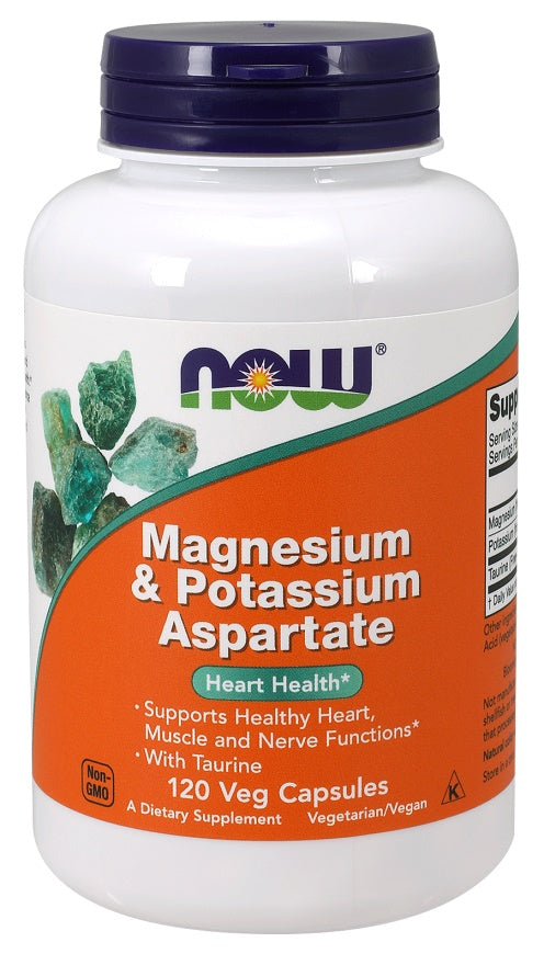 NOW Foods magnija un kālija aspartāts ar taurīnu - 120 kapsulas