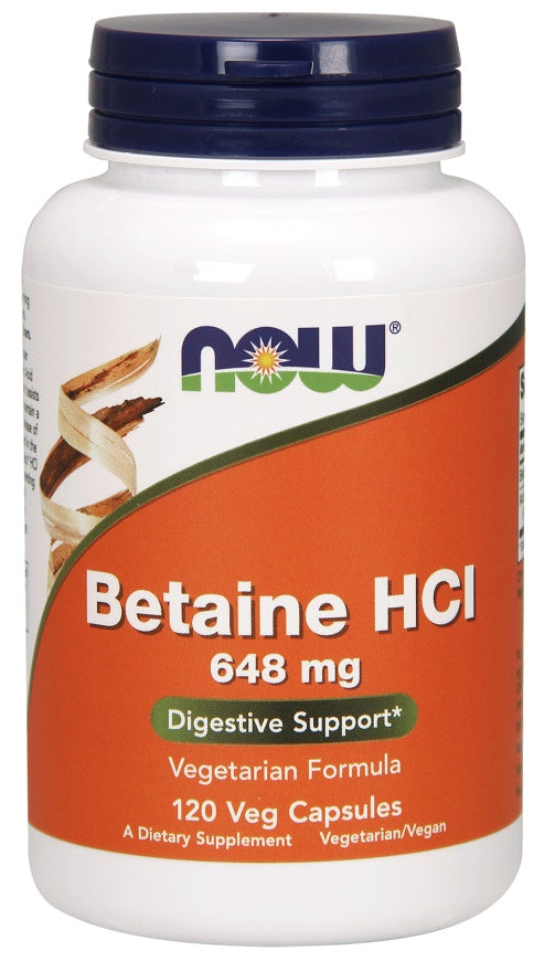 NOW Foods Betaine HCl, 648 mg - 120 kapsulas