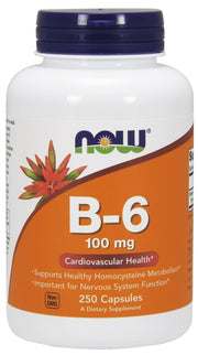 NOW Foods B-6 vitamīns, 100 mg - 250 kapsulas