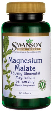 Swanson magnija malāts, 150 mg elementārā magnija – 60 tabletes