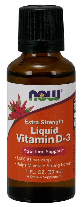 NOW Foods D-3 vitamīna šķīdums, 1000 SV (īpaši spēcīgs) – 30 ml.