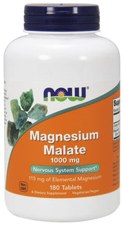 NOW Foods magnija malāts, 1000 mg - 180 tabletes