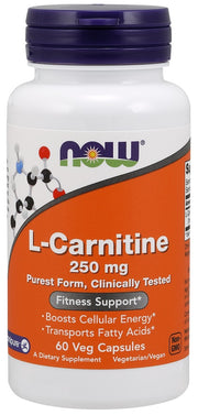 NOW Foods L-karnitīns, 250 mg - 60 kapsulas