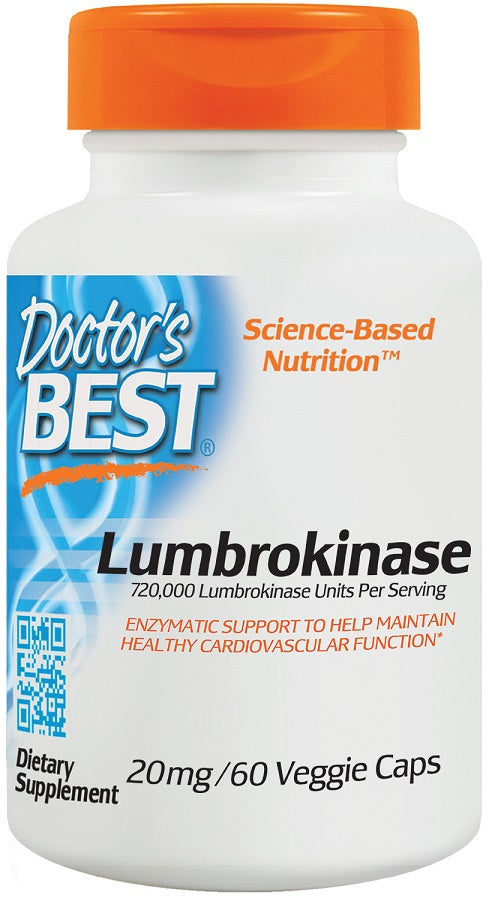 Doctor's Best lumbrokināze, 20 mg – 60 kapsulas